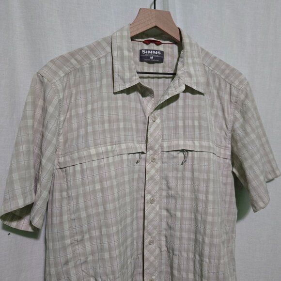 Simms shirt mens Medium plaid Short-sleeve button-front - Picture 6 of 7